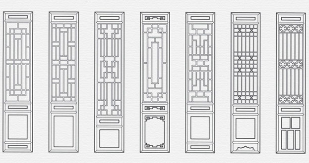 固阳常用中式仿古花窗图案隔断设计图